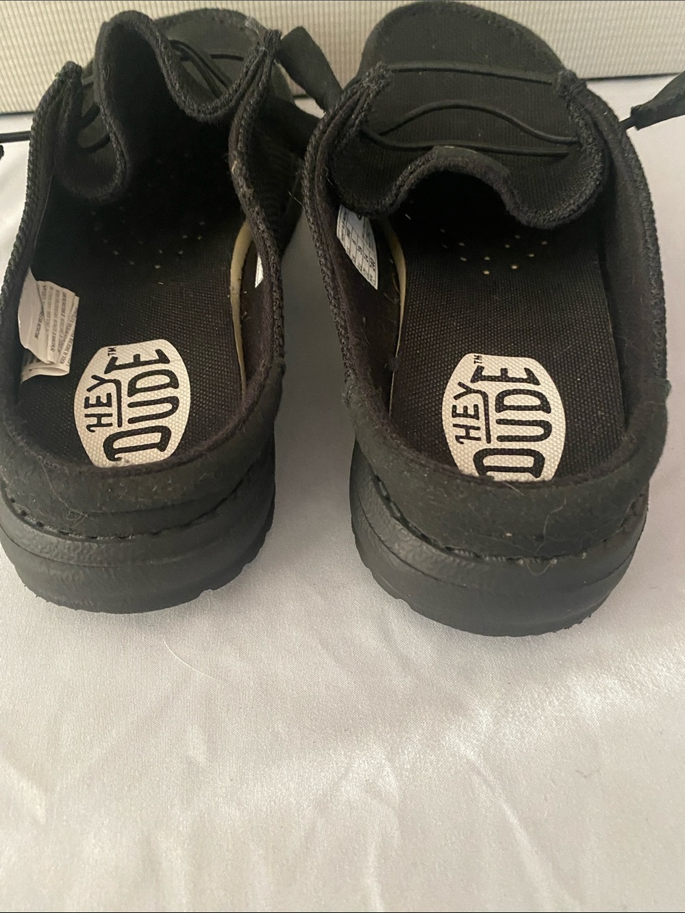 New Hey Dude Black Knit Slip-On Loafers with Toggle Lacing - Picture 2 of 4
